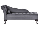 Chaiselongue Samtstoff dunkelgrau mit Bettkasten linksseitig PESSAC