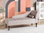 Chaiselongue Samtstoff hellbeige mit Bettkasten rechtsseitig PESSAC