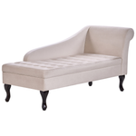 Chaiselongue Samtstoff hellbeige mit Bettkasten rechtsseitig PESSAC
