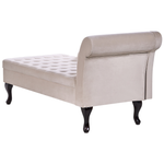 Chaiselongue Samtstoff hellbeige mit Bettkasten rechtsseitig PESSAC