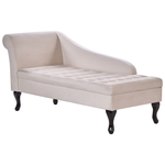 Chaiselongue Samtstoff hellbeige mit Bettkasten linksseitig PESSAC