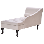Chaiselongue Samtstoff hellbeige mit Bettkasten linksseitig PESSAC