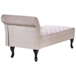 Chaiselongue Samtstoff hellbeige mit Bettkasten linksseitig PESSAC