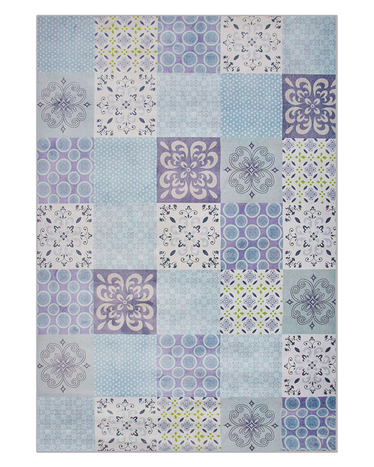 Teppich mehrfarbig 140 x 200 cm Mosaik-Muster Kurzflor INKAYA