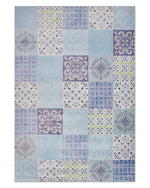 Teppich mehrfarbig 140 x 200 cm Mosaik-Muster Kurzflor INKAYA