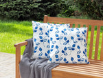 Gartenkissen 2er Set TORBORA Pflanzenmuster 45 x 45 cm Weiss Blau