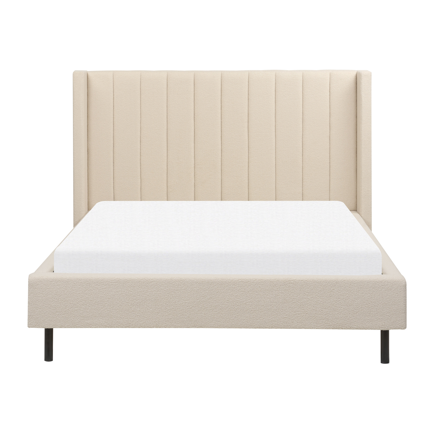Bett mit Lattenrost Bouclé VILLETTE 140 x 200 cm Beige