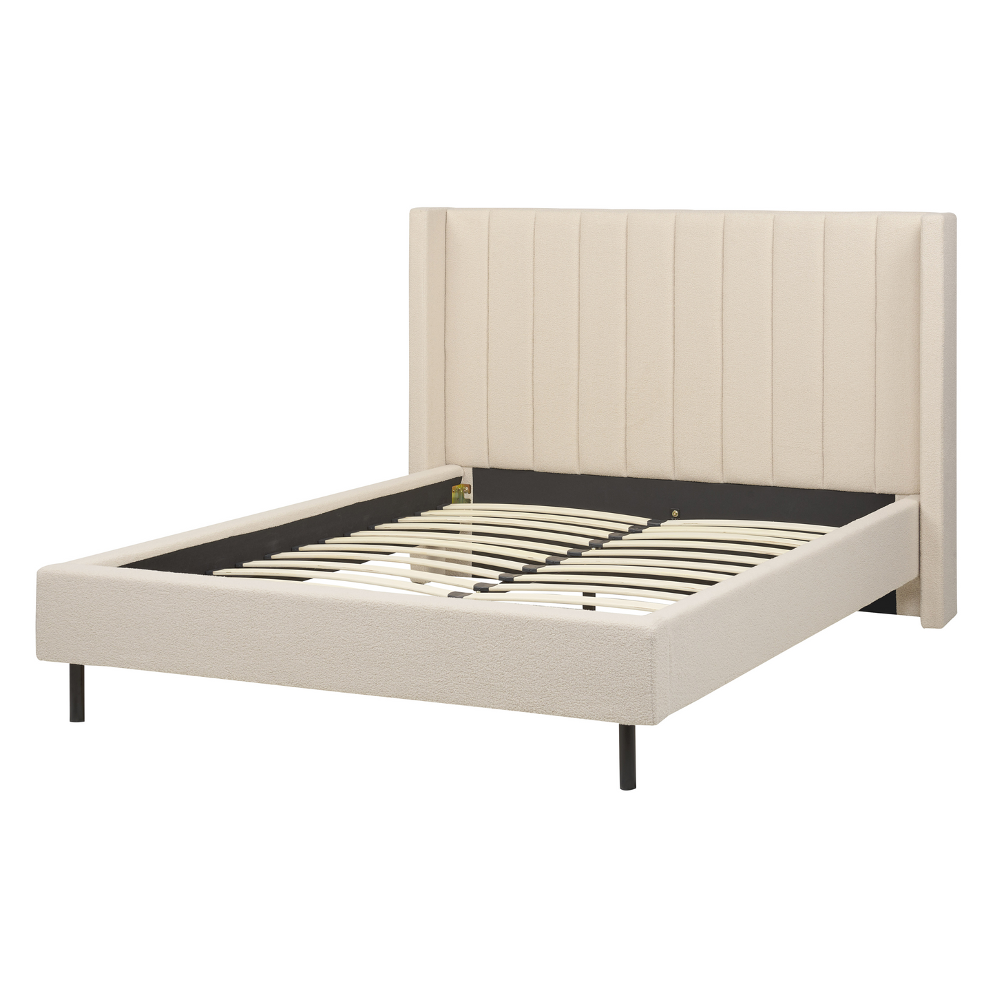 Bett mit Lattenrost Bouclé VILLETTE 140 x 200 cm Beige