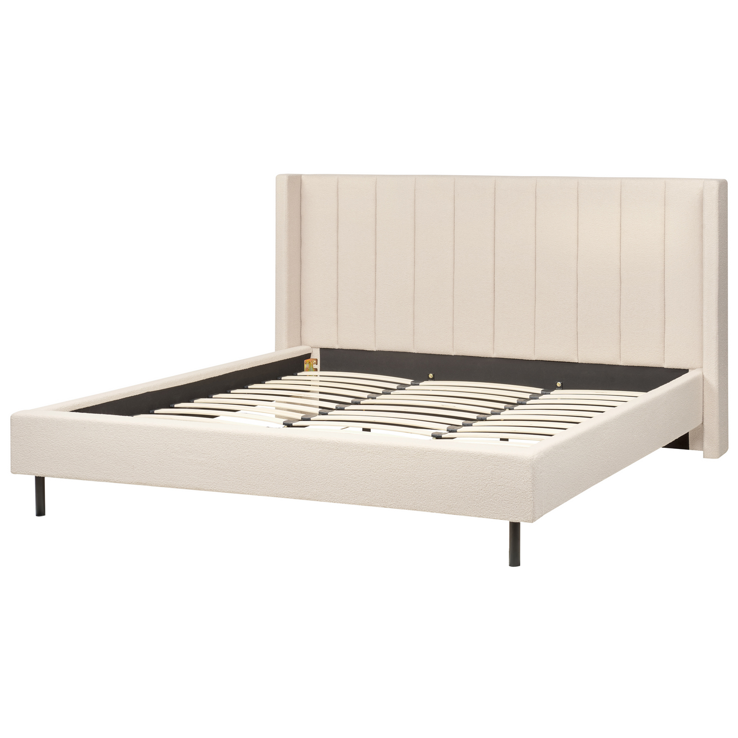 Bett mit Lattenrost Bouclé VILLETTE 180 x 200 cm Beige