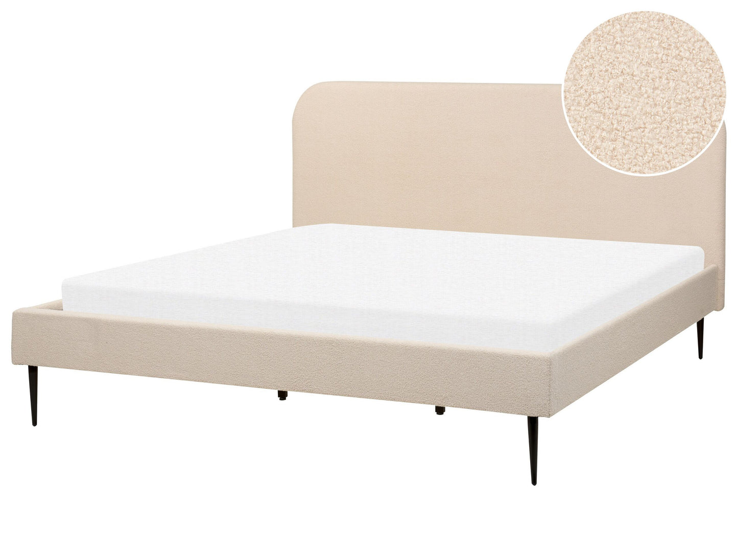 Bett mit Lattenrost Bouclé FLAYAT 180 x 200 cm Hellbeige