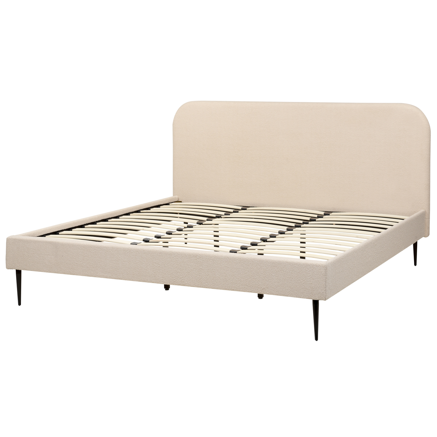 Bett mit Lattenrost Bouclé FLAYAT 180 x 200 cm Hellbeige