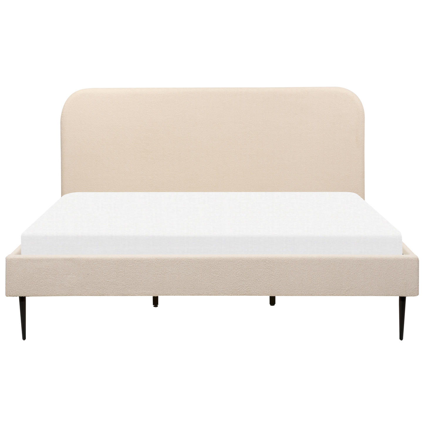 Bett mit Lattenrost Bouclé FLAYAT 180 x 200 cm Hellbeige