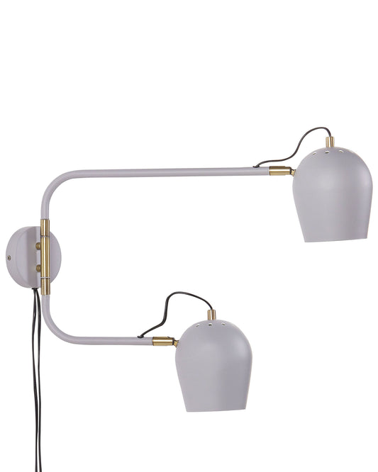 Wandlampe Metall hellgrau / messingfarben 2-flammig ESTRELLA