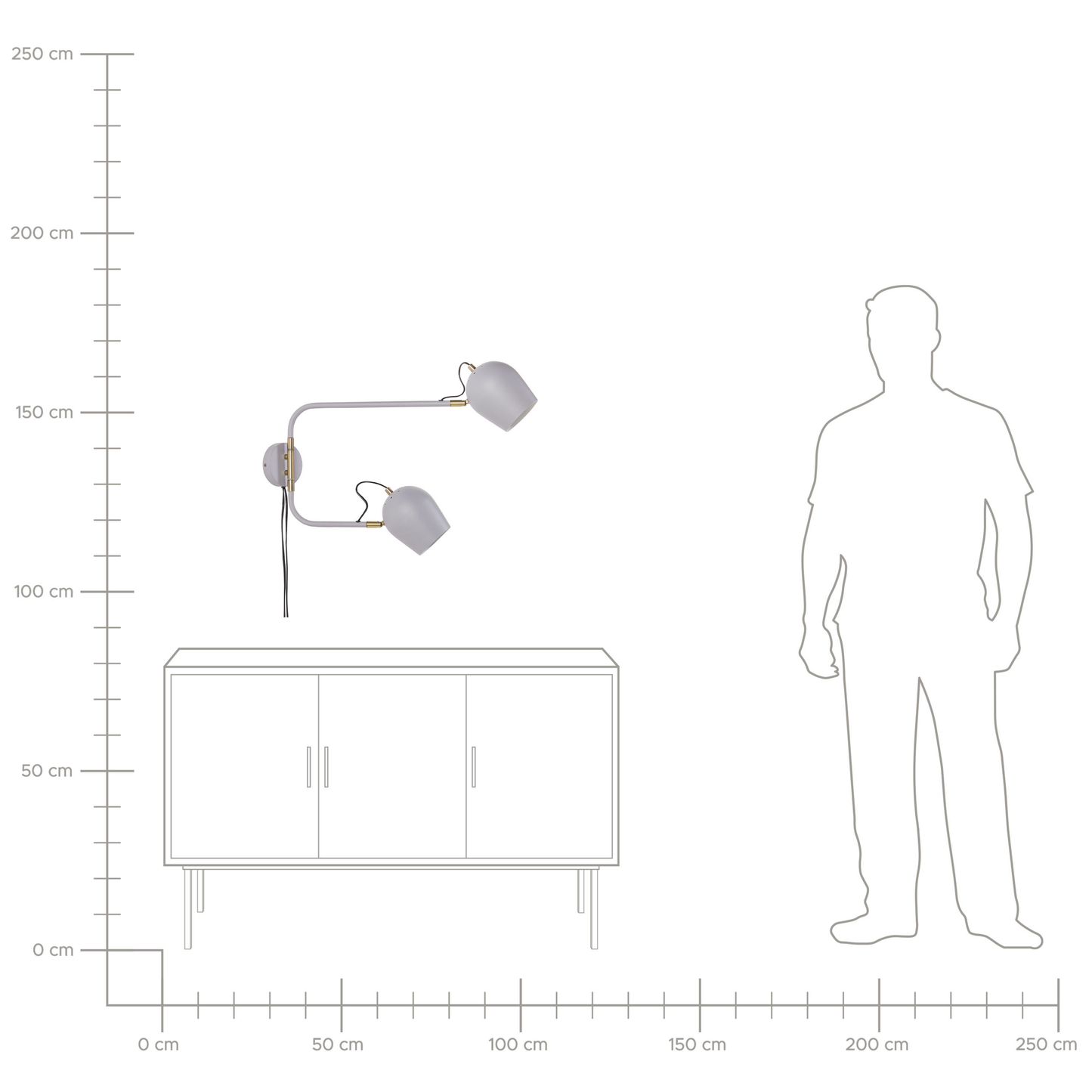 Wandlampe ESTRELLA verstellbar Metall Hellgrau