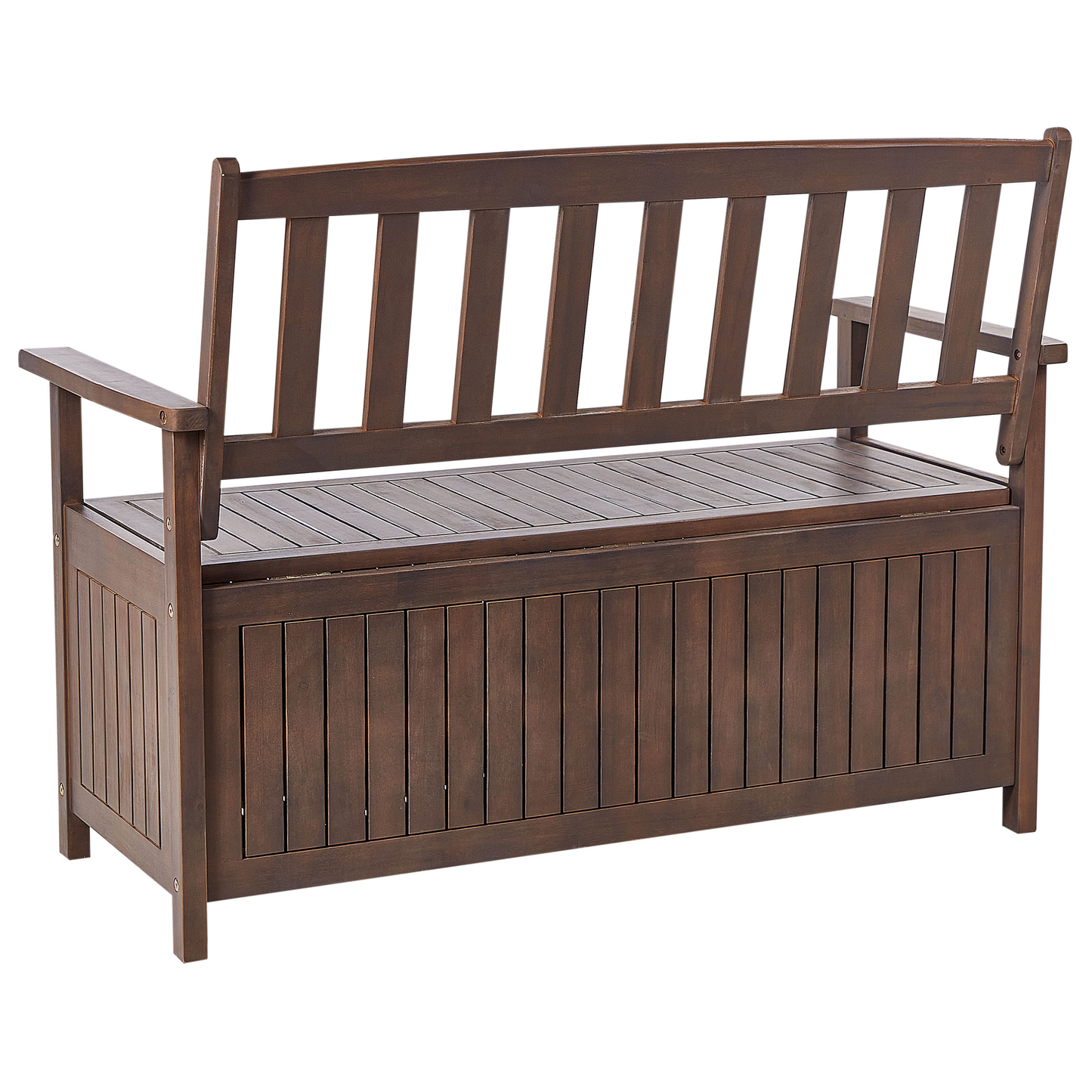 Gartenbank mit Auflage SOVANA 120 cm mit Stauraum Akazienholz Rot