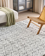 Teppich weiss / grau 200 x 300 cm geometrisches Muster Kurzflor SIBI