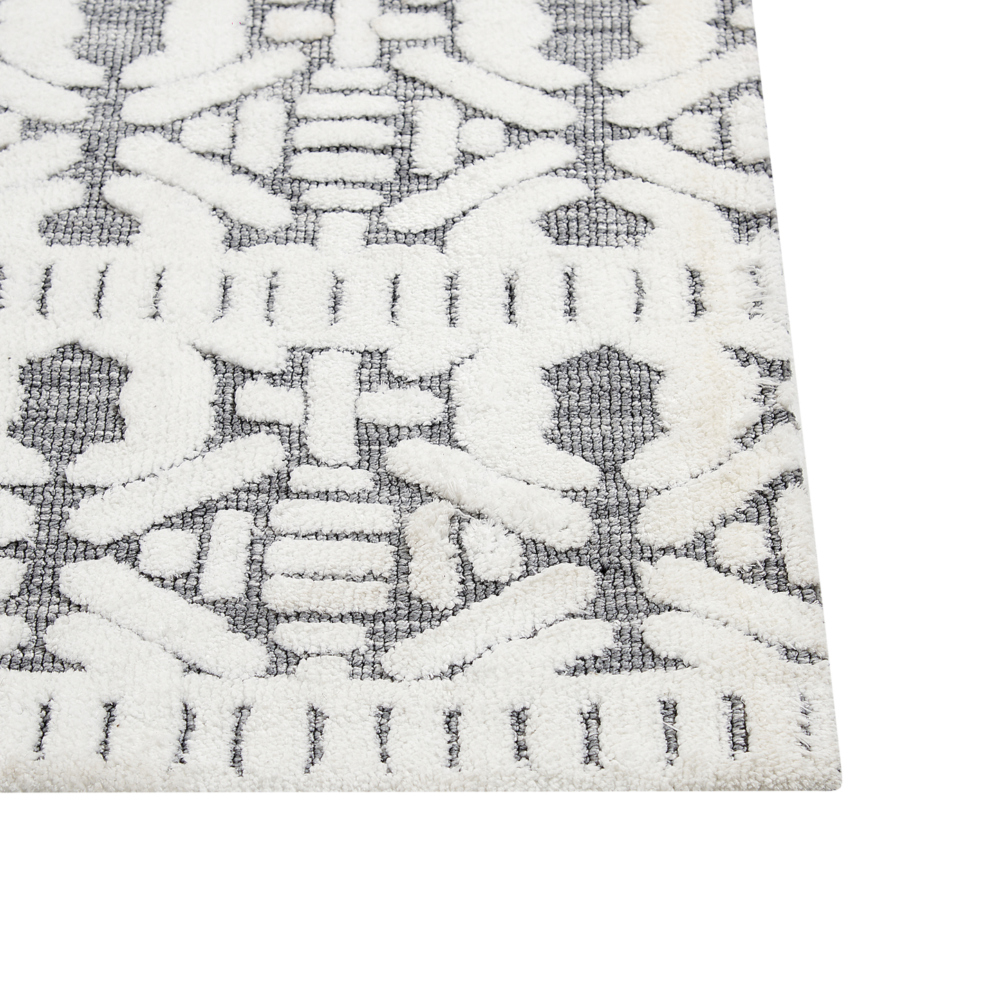 Teppich weiss / grau 200 x 300 cm geometrisches Muster Kurzflor SIBI