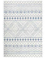 Teppich cremeweiss / blau 160 x 230 cm geometrisches Muster Kurzflor MARGAND