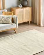 Teppich Wolle hellbeige 160 x 230 cm Streifenmuster MASTUNG