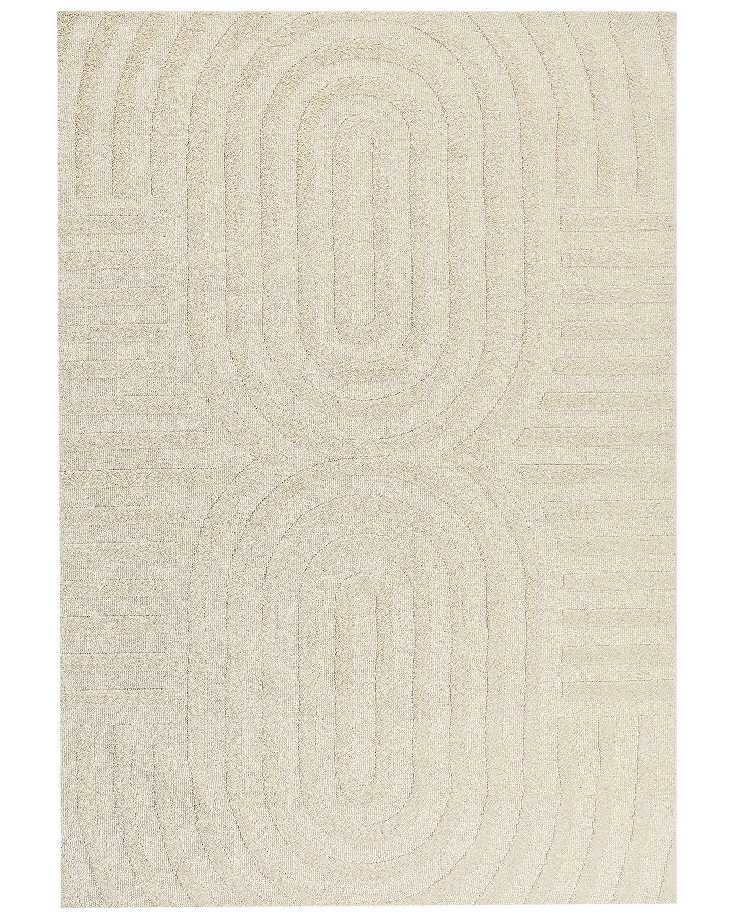 Teppich Wolle hellbeige 160 x 230 cm Streifenmuster MASTUNG