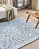 Teppich blau / weiss 160 x 230 cm geometrisches Muster KAWAS