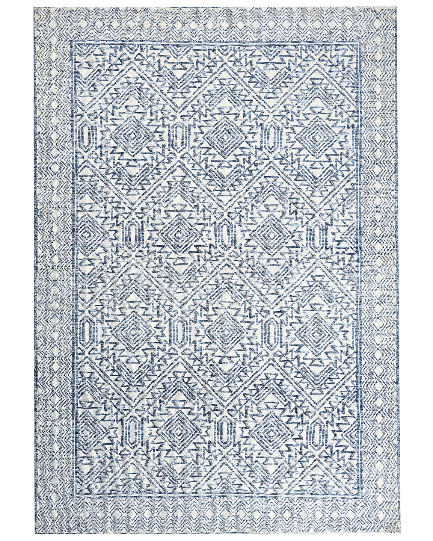 Teppich blau / weiss 160 x 230 cm geometrisches Muster KAWAS