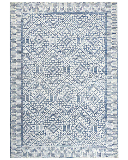 Teppich blau / weiss 160 x 230 cm geometrisches Muster KAWAS