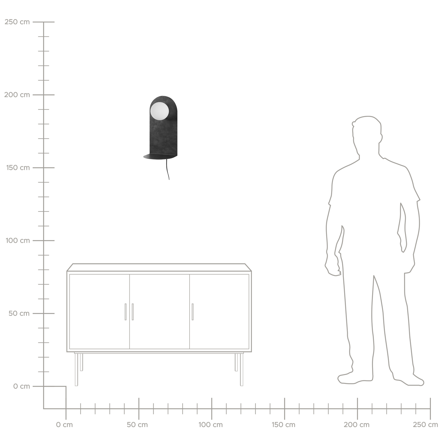 Wandlampe MAPI mit Ablage Metall Graphitgrau