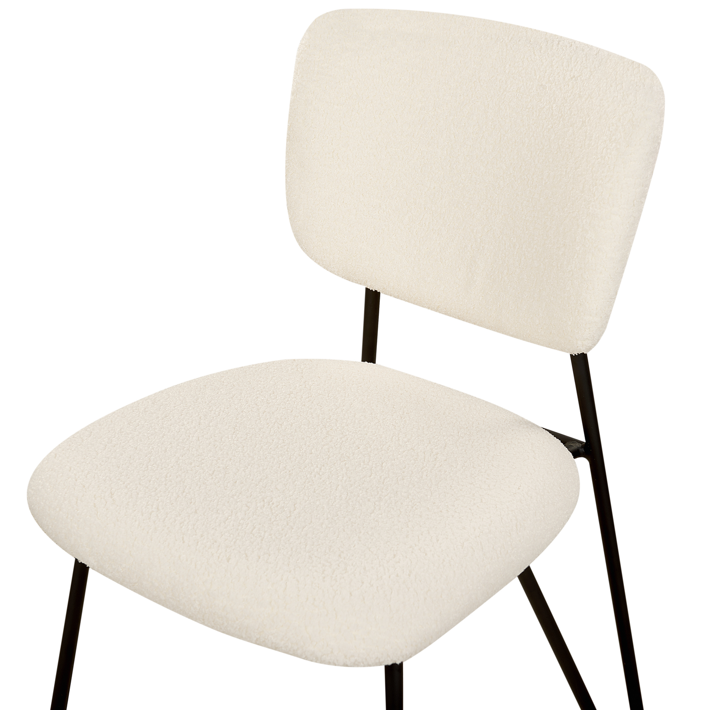 Esszimmerstuhl 2er Set NELKO Bouclé Cremeweiss