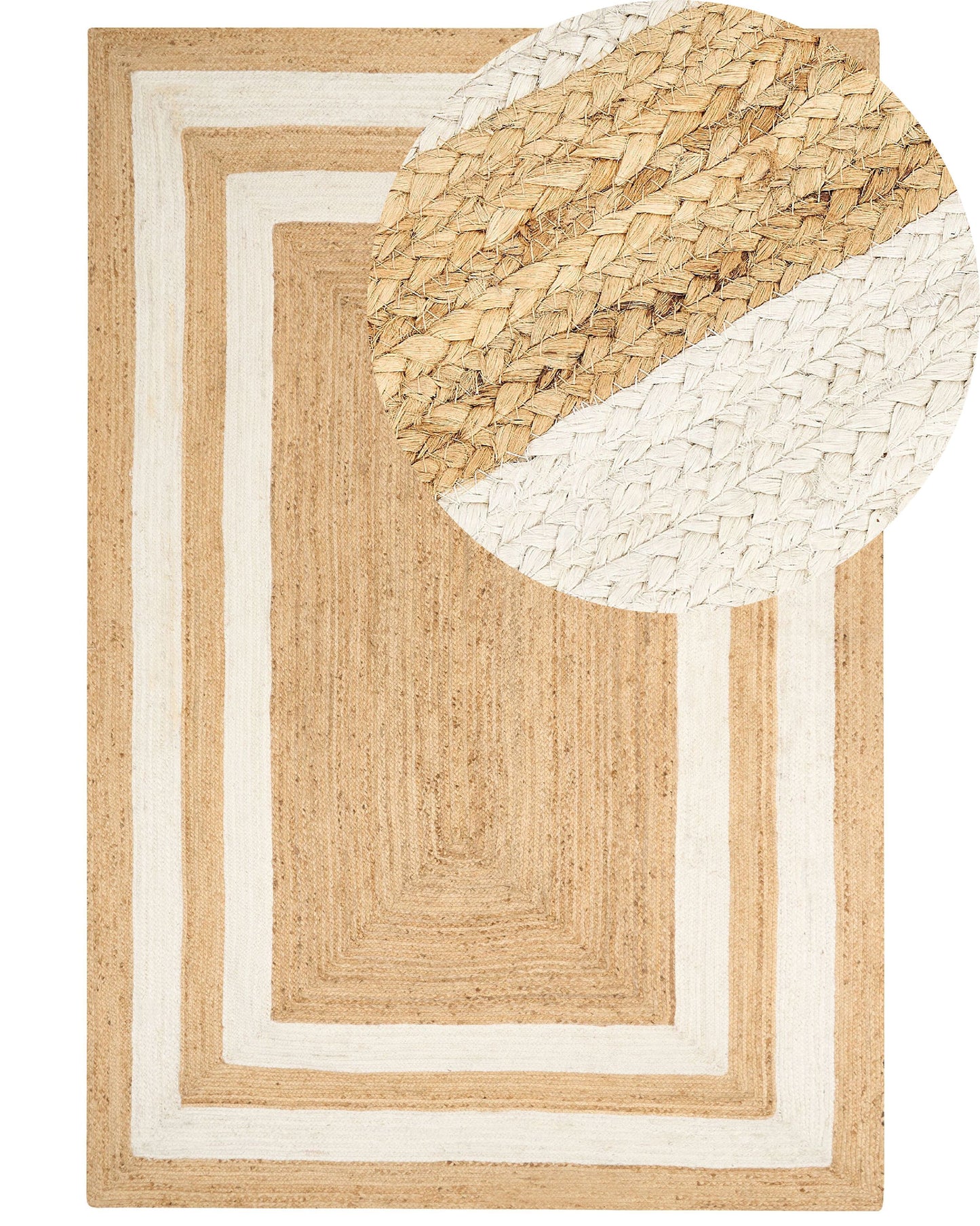 Teppich Jute beige 160 x 230 cm geometrisches Muster Kurzflor GEMEREK