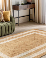 Teppich Jute beige 200 x 300 cm geometrisches Muster Kurzflor GEMEREK