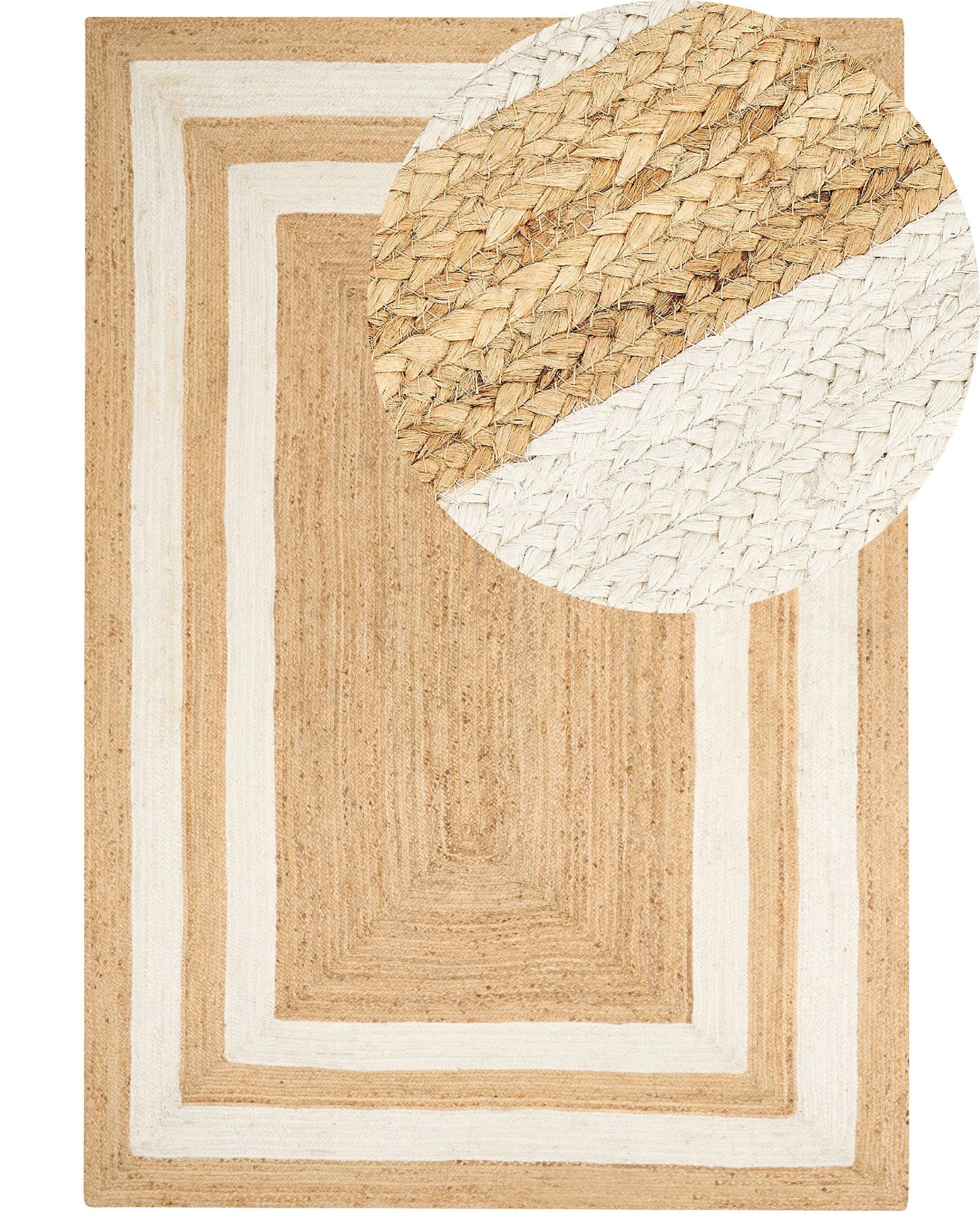 Teppich Jute beige 200 x 300 cm geometrisches Muster Kurzflor GEMEREK