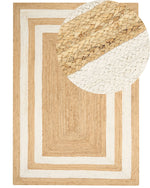 Teppich Jute beige 200 x 300 cm geometrisches Muster Kurzflor GEMEREK