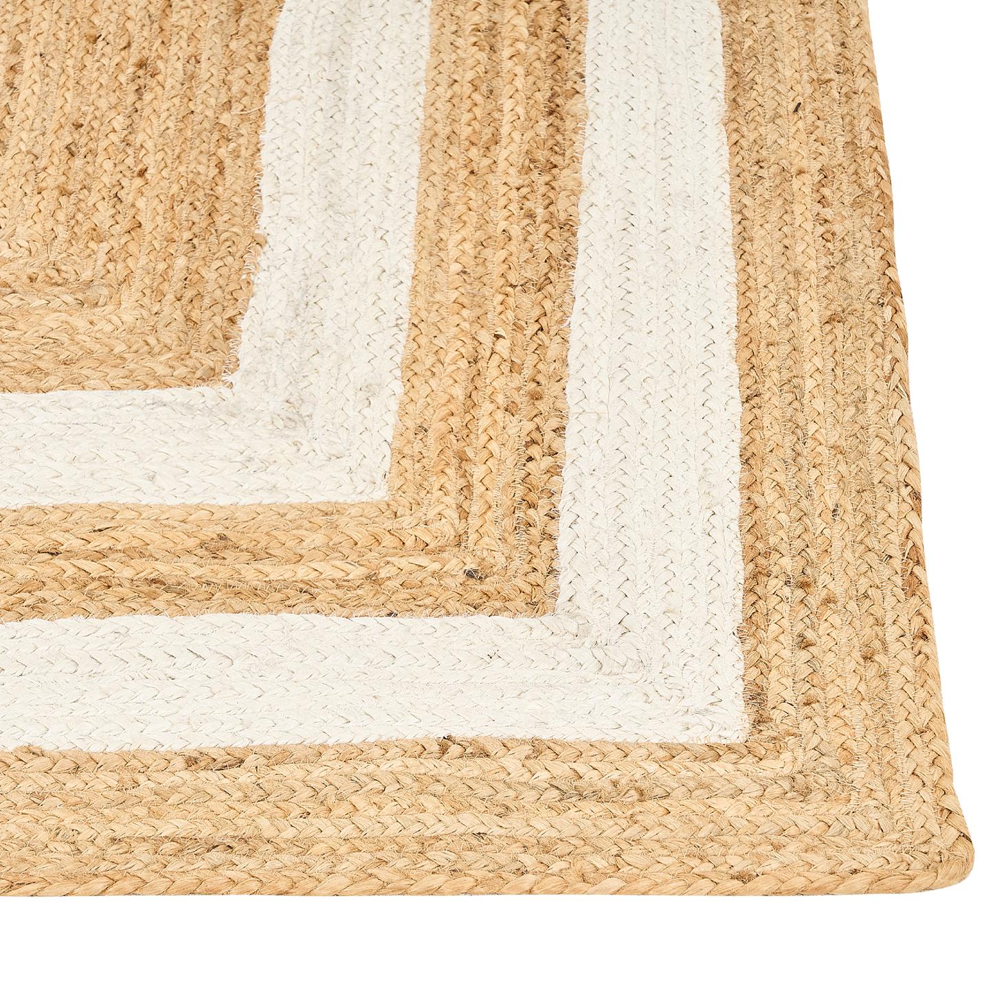 Teppich Jute beige 200 x 300 cm geometrisches Muster Kurzflor GEMEREK