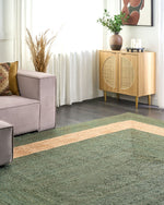 Teppich Jute grün / beige 300 x 400 cm geometrisches Muster Kurzflor KARAKUYU