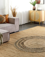 Teppich Jute beige 300 x 400 cm geometrisches Muster Kurzflor BOGAZOREN