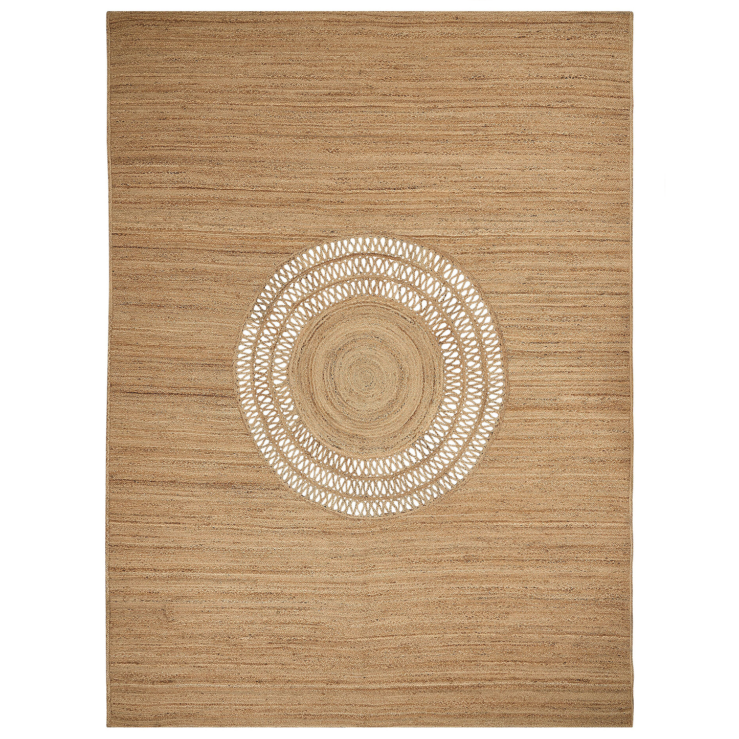 Teppich Jute beige 300 x 400 cm geometrisches Muster Kurzflor BOGAZOREN
