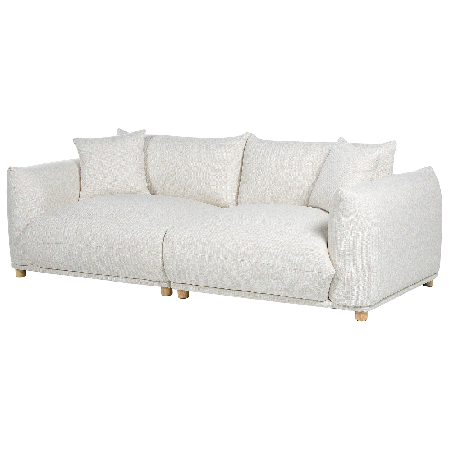 3-Sitzer Sofa Stoff cremeweiss mit Kissen LUVOS