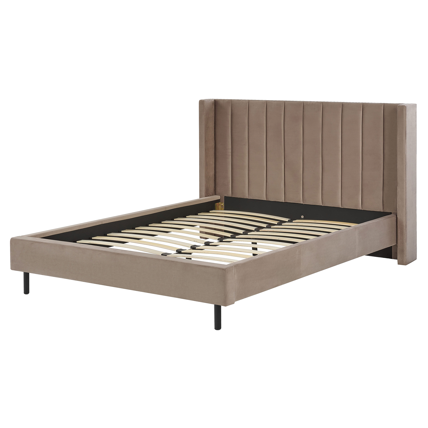 Bett mit Lattenrost Samtstoff VILLETTE 160 x 200 cm Taupe