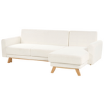 3-Sitzer Ecksofa Bouclé cremeweiss linksseitig mit Schlaffunktion Stauraum SIRO