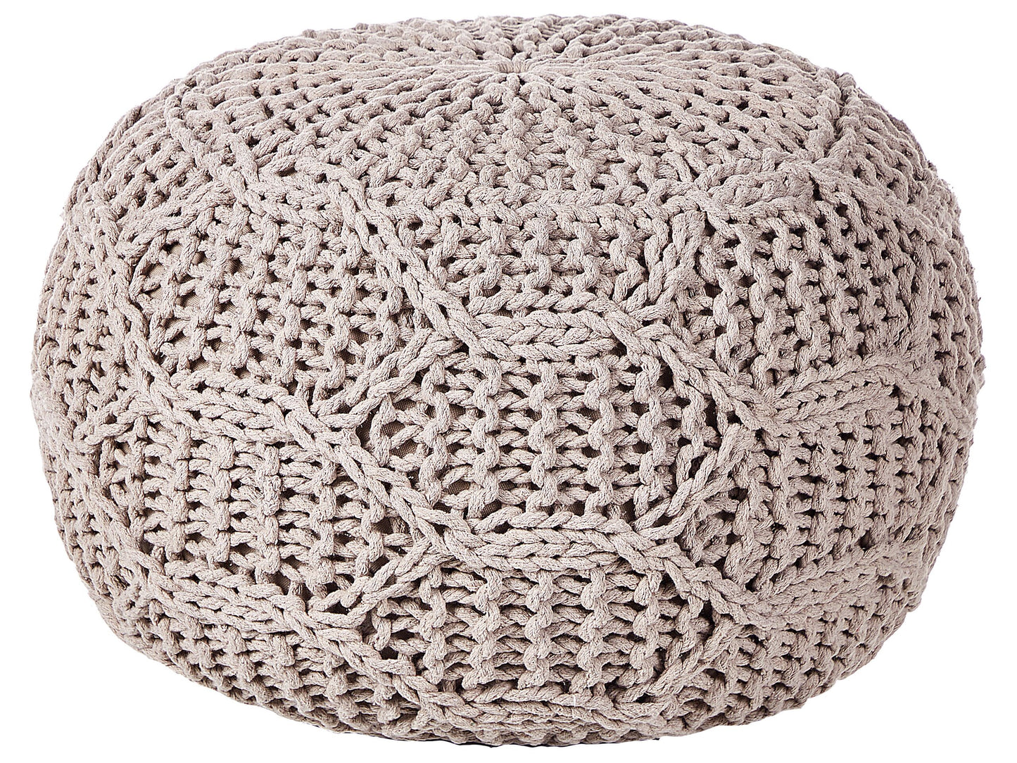 Pouf Makramee Baumwolle taupe ⌀ 50 cm TRIMAN