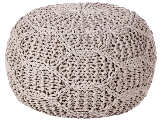 Pouf Makramee Baumwolle taupe ⌀ 50 cm TRIMAN