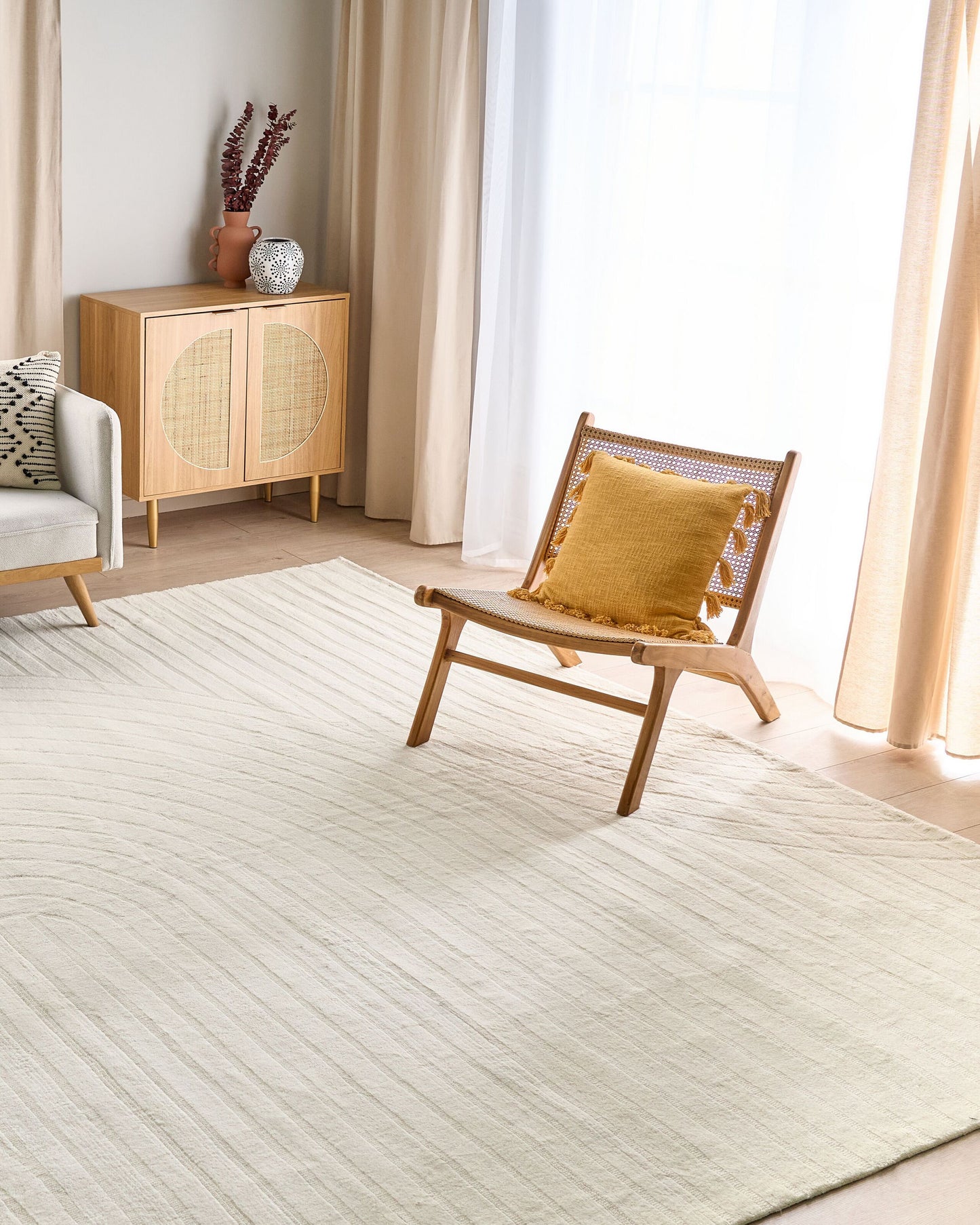 Teppich Wolle beige 300 x 400 cm abstraktes Muster Kurzflor DAGARI