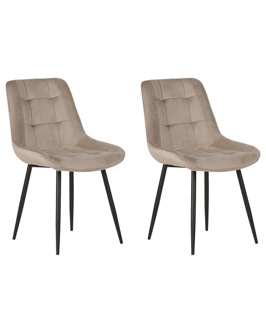 Esszimmerstuhl 2er Set MELROSE Samtstoff Taupe