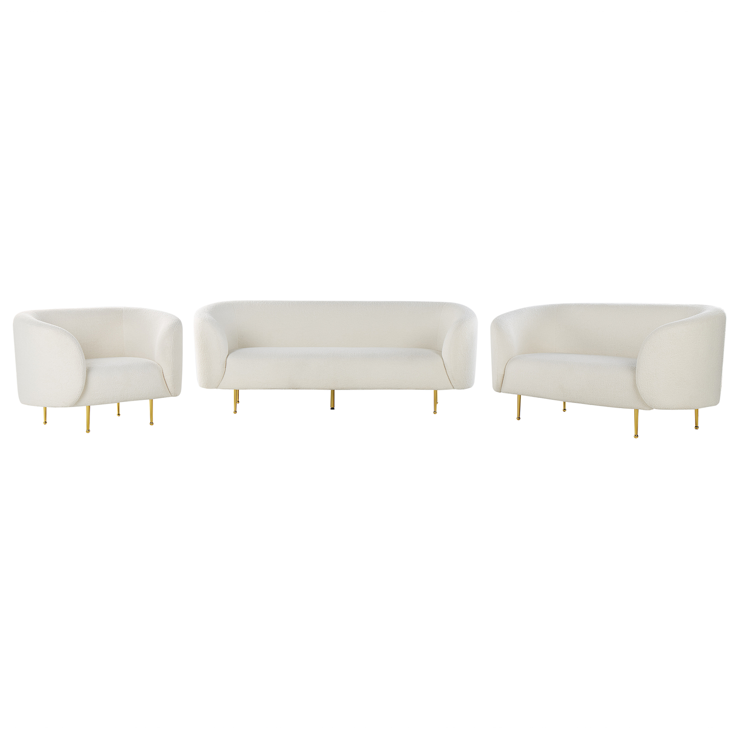 Sofa Set Bouclé weiss 6-Sitzer LOEN