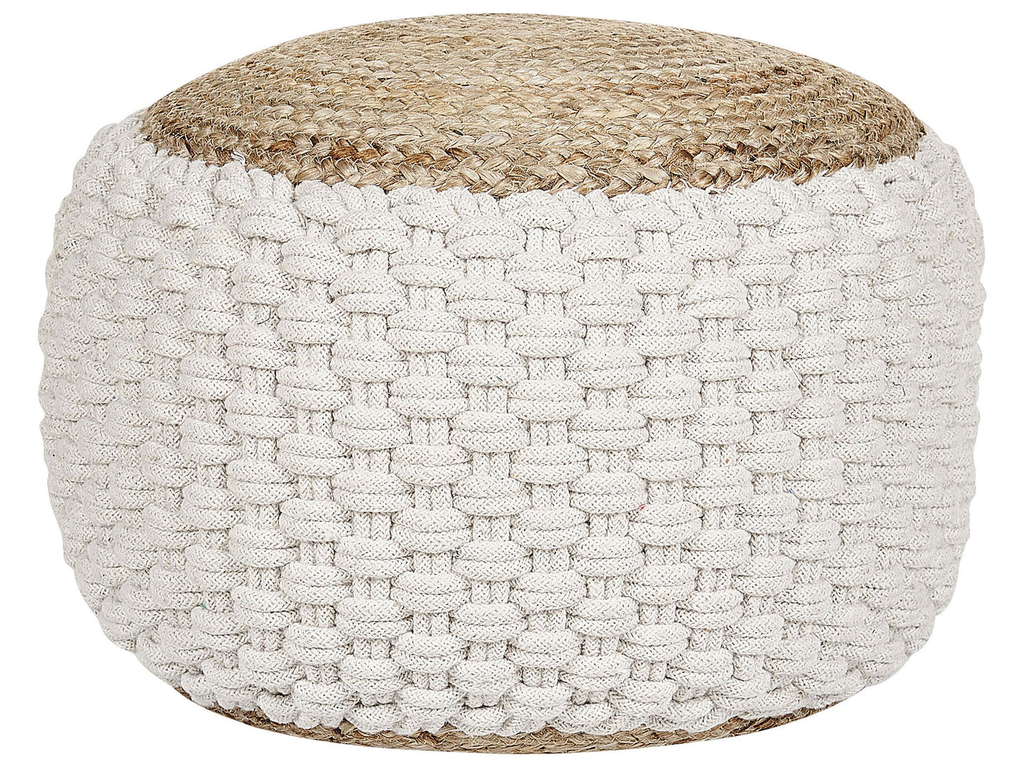 Pouf Baumwolle weiss / beige rund ⌀ 50 cm AIZA
