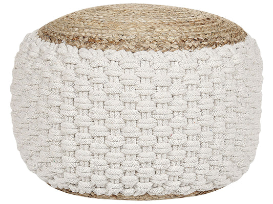 Pouf Baumwolle weiss / beige rund ⌀ 50 cm AIZA