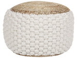 Pouf Baumwolle weiss / beige rund ⌀ 50 cm AIZA
