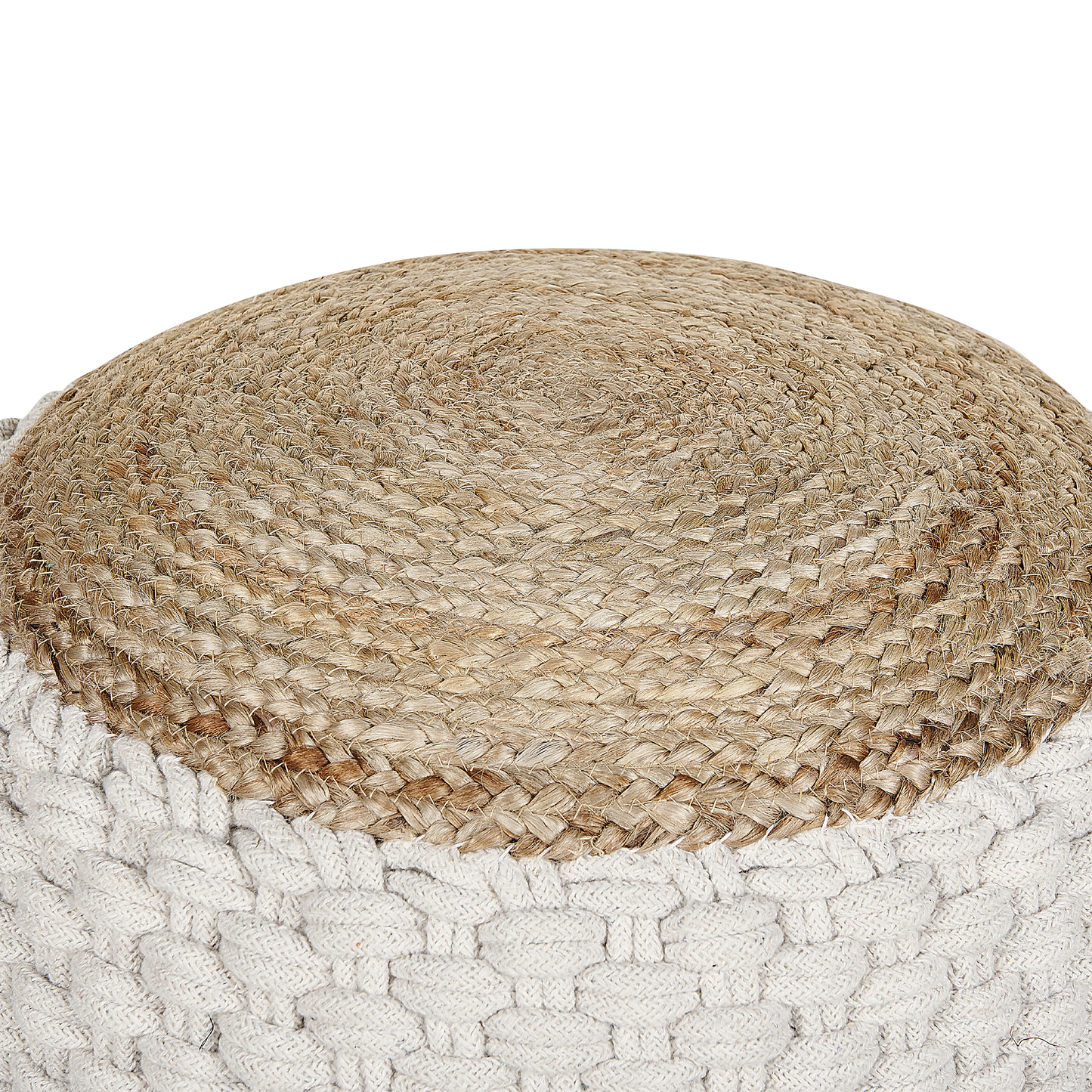 Pouf Baumwolle weiss / beige rund ⌀ 50 cm AIZA