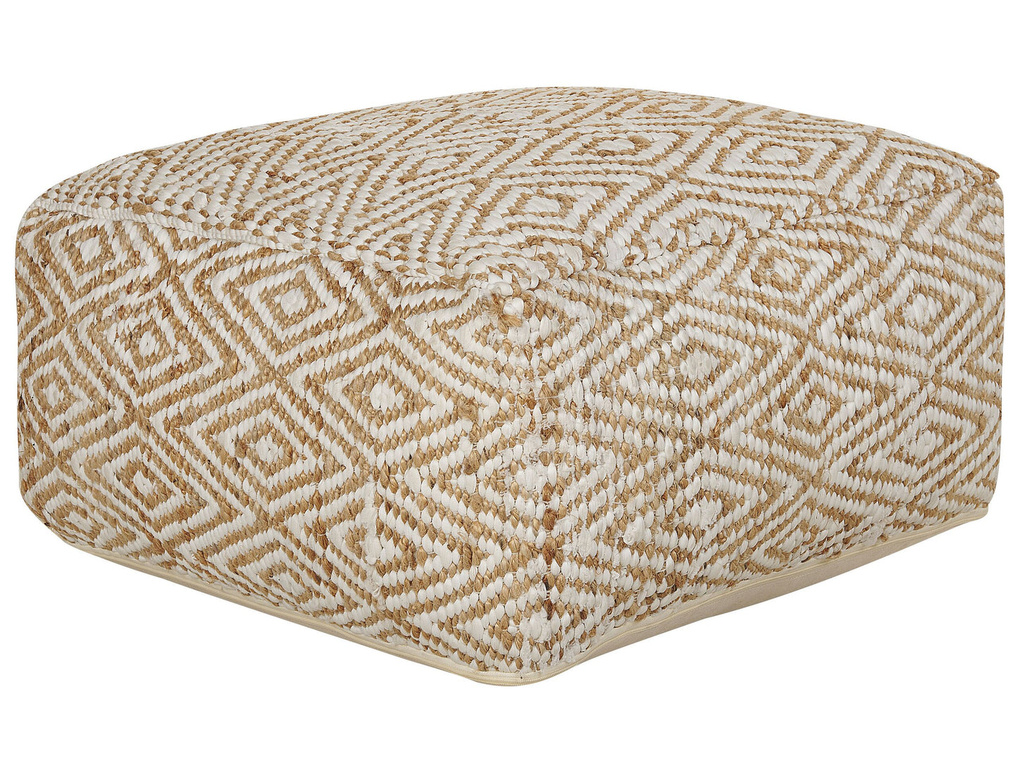 Pouf Jute beige / weiss 60 x 60 x 30 cm MASKI